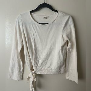 Madewell Women’s Small Cream Scoop Neck Sweater with Tie